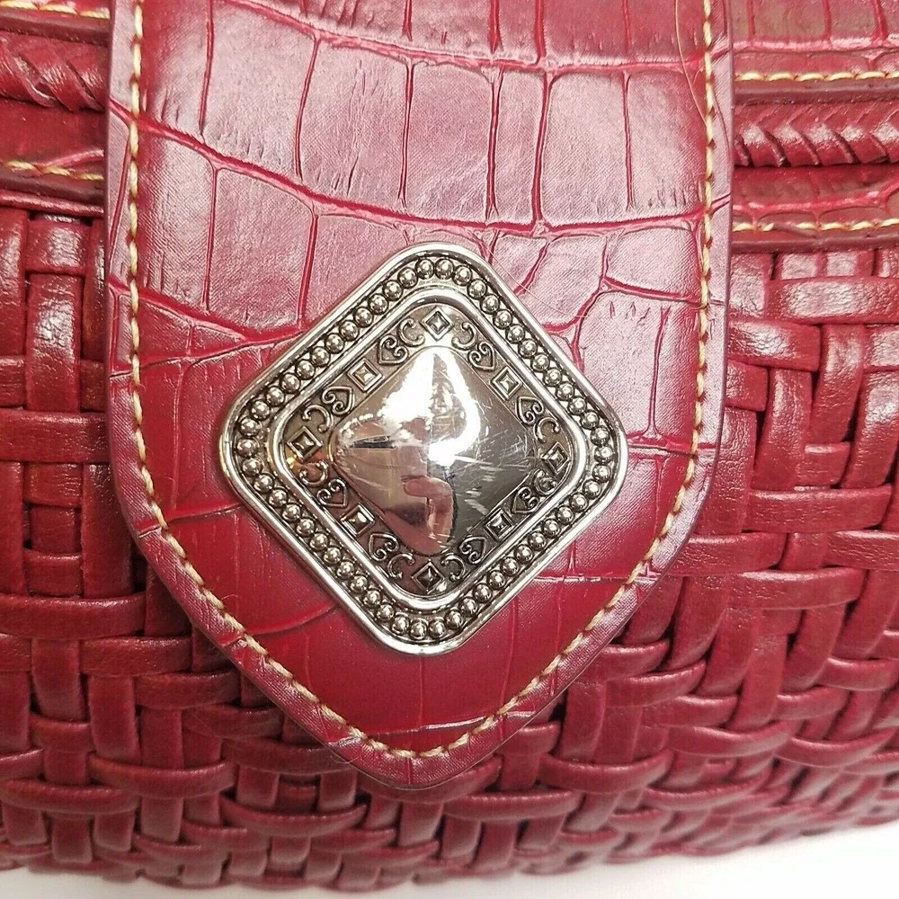 Coldwater Creek‎ Handbag Purse Red Woven Croc Emboss Faux Leather Magnetic Snap